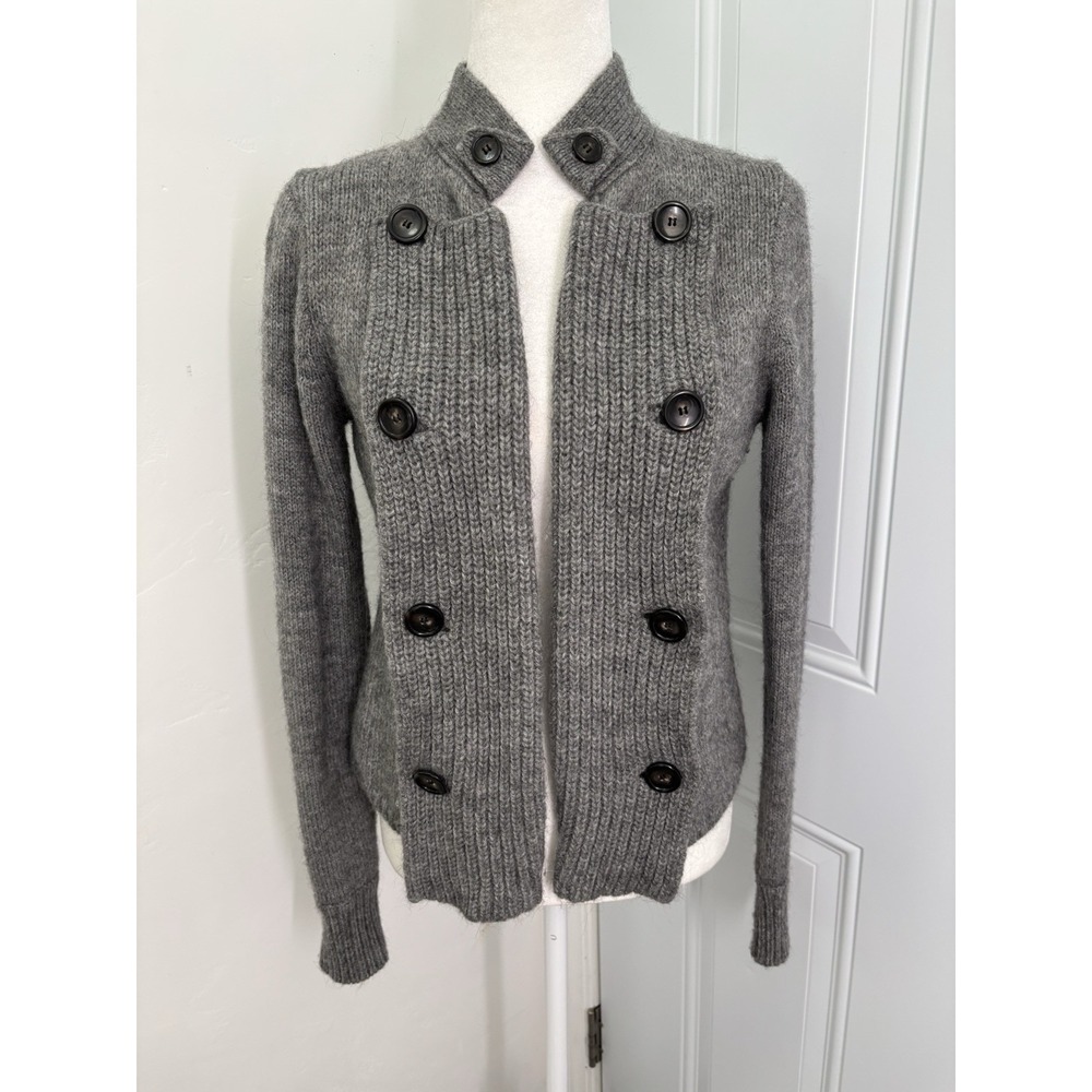 J Crew Sweater Womens Medium Gray Cable Knit Cardigan Alpaca Wool Regencycore‎